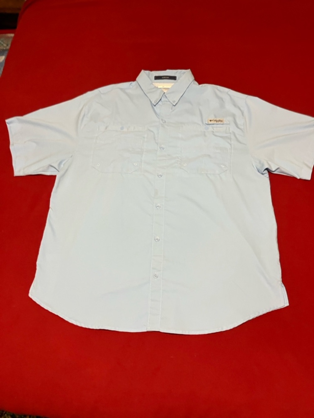 Columbia Tamiami Light Blue Short Sleeve Button-Down Lightweight XL